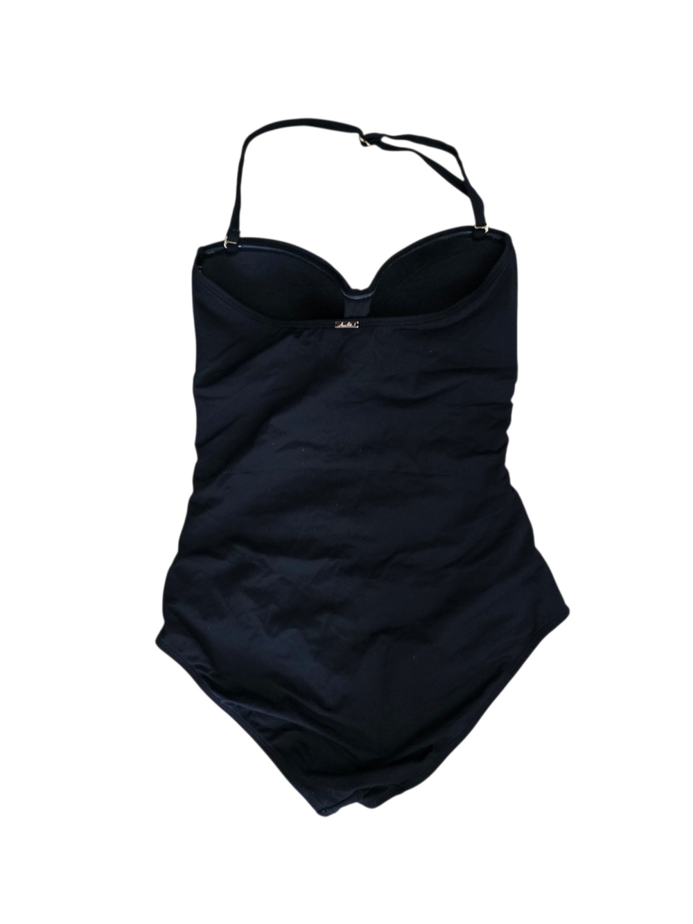 Anne Cole Black One-Piece Ruched Swimsuit with Removable Halter Strap 6 - Picture 2 of 3